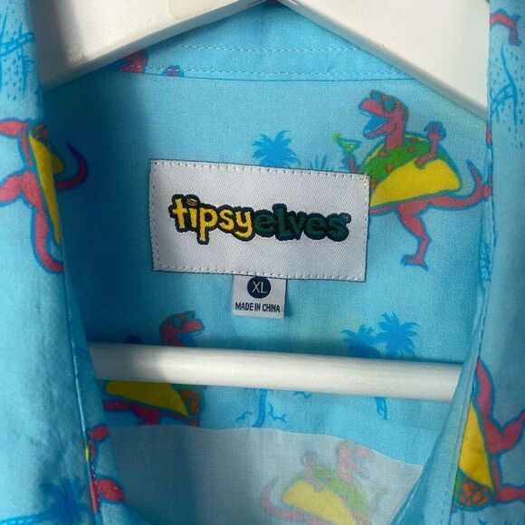 Tipsy Elves Tacosaurus Hawaiian Button Up Shirt NEW Size XL - Picture 4 of 9